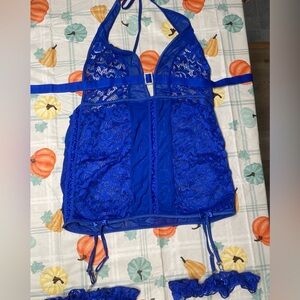 Ladies royal blue slip type teddy